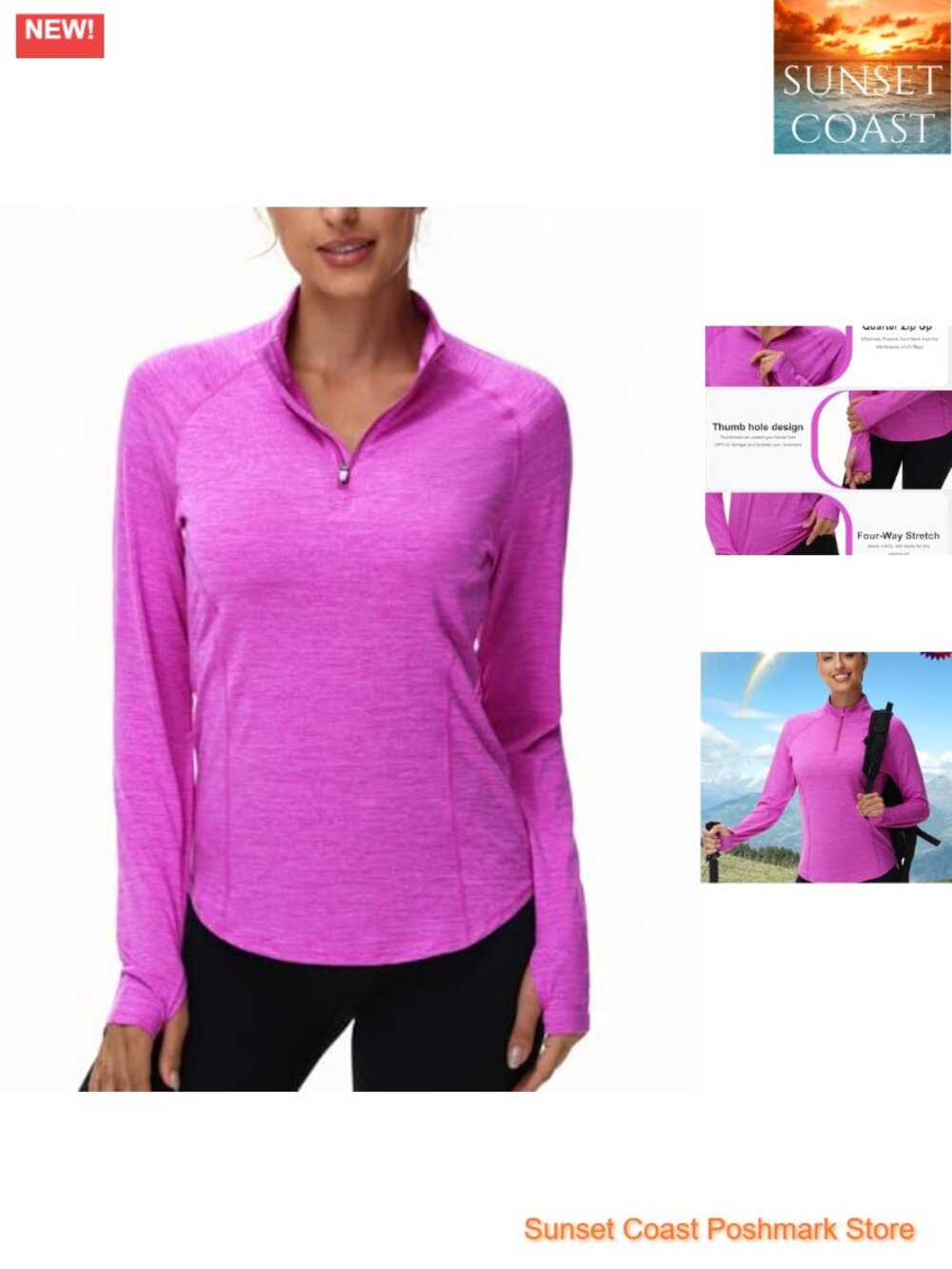 Women's 1/4 Zip UV Shirt Long Sleeve UPF 50+ Sun Rash Guard